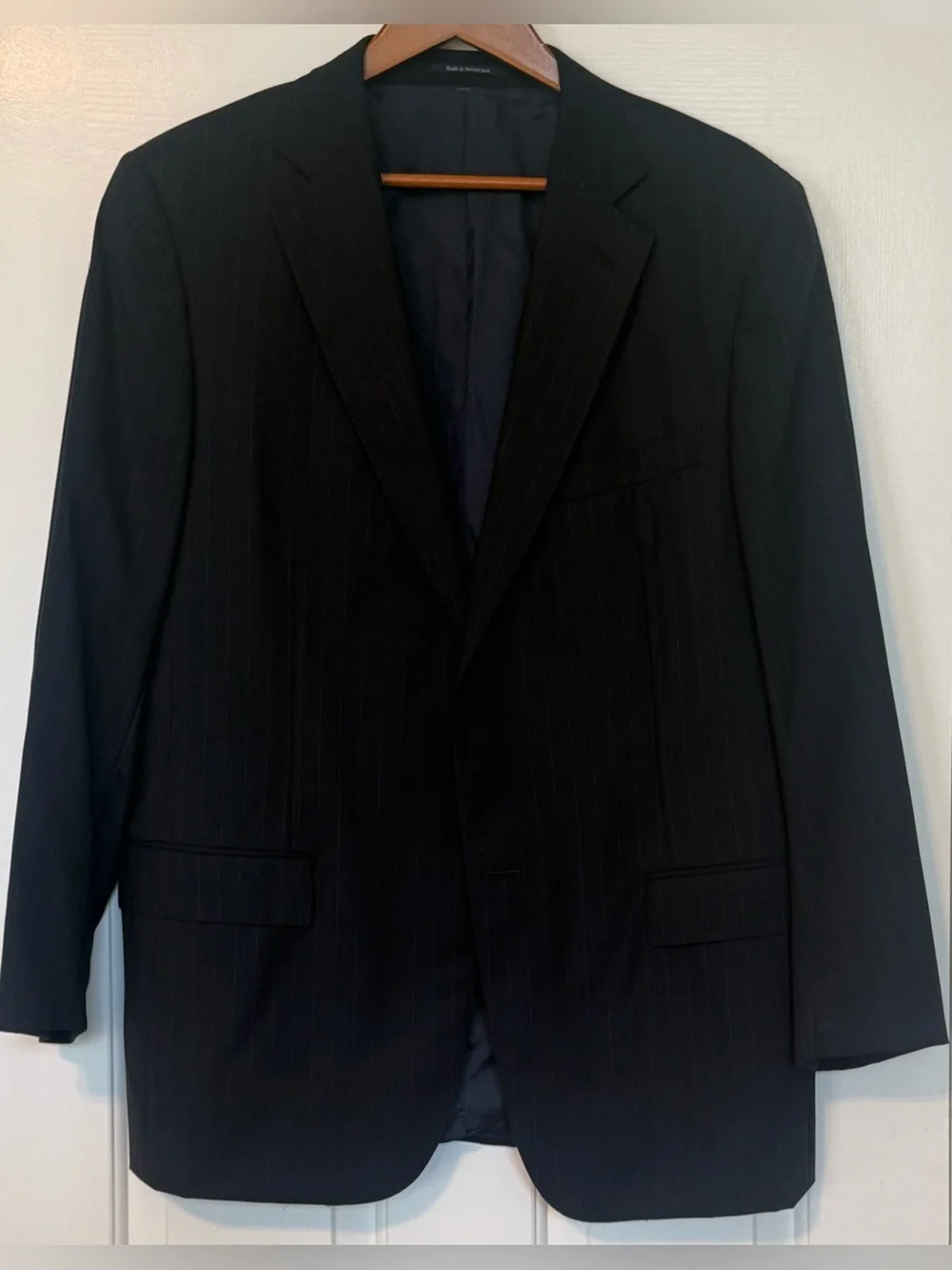 Ermenegildo Zegna for MR.SID 54R Navy Pinstripe Wool Suit Jacket Swiss 🇨🇭
